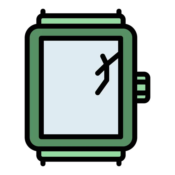Crack glas smartwatch ikon färg kontur vektor — Stock vektor