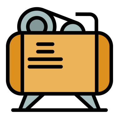 Otomobil sıkıştırıcı simgesi renk dış hat vektörü