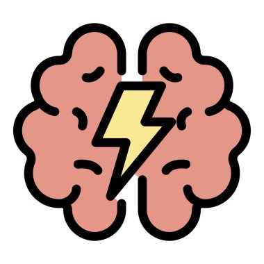 Beyin fırtınası simgesi rengi ana hatları vektörü