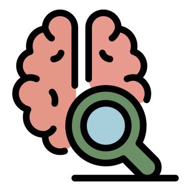 Beyin duygu simgesi renk ana hatları vektörü