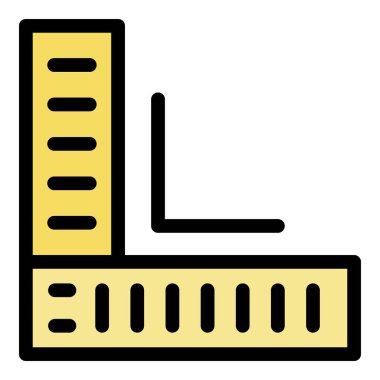 Tiler açısı cetvel simgesi renk ana hatları vektörü