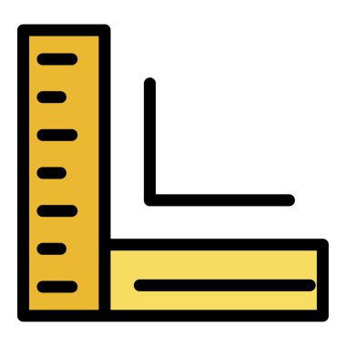 Köşe cetvel simgesi renk ana hatları vektörü