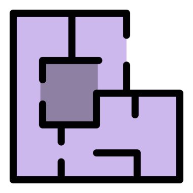 Daire modern plan simgesi renk ana hatları vektörü