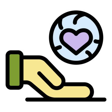 El bakımı sorumluluk simgesi renk ana hatları vektörü