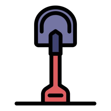 Seyahat küreği simgesi renk ana hatı vektörü