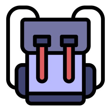 Sırt çantası simgesi renk çizgisi vektörü yürüyüş