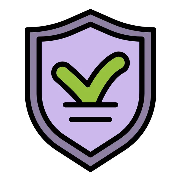 Protegido escudo auditoría icono color contorno vector — Vector de stock