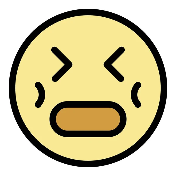 Stress emoji icon color outline vector — Stock Vector