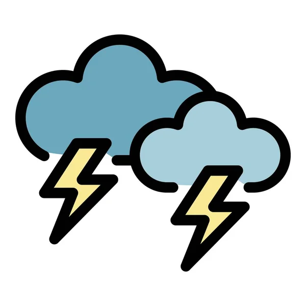 Tormenta nubes icono color contorno vector — Vector de stock