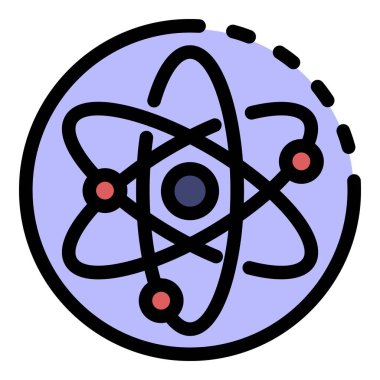 Atom keşif simgesi renk ana hatları vektörü
