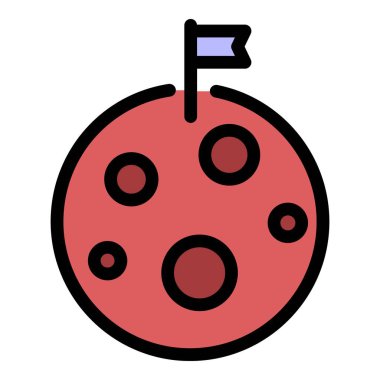 Ay keşif simgesi renk ana hatları vektörü