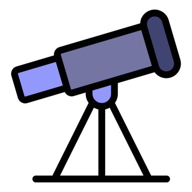 Uzay teleskobu simgesi renk ana hatları vektörü