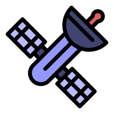 Uydu simgesi renk ana hatları vektörü