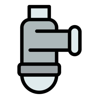 Lavabo plastik boru simgesi renk ana hatları vektörü