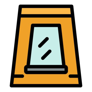 Çatı penceresi simgesi renk ana hatları vektörü