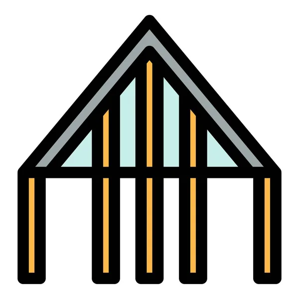 Telhado suporte estrutura ícone cor contorno vetor — Vetor de Stock