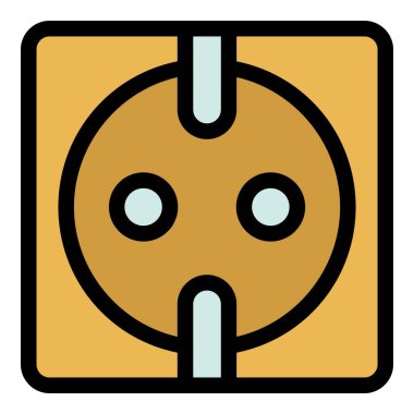 Elektrik soket simgesi renk ana hatları vektörü