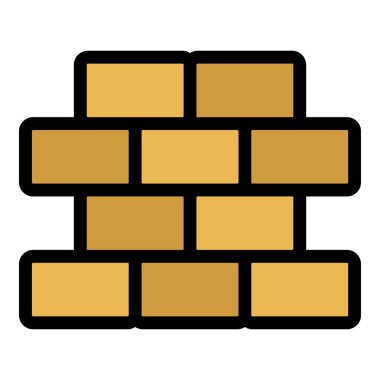 Tuğla duvar simgesi rengi dış hat vektörü