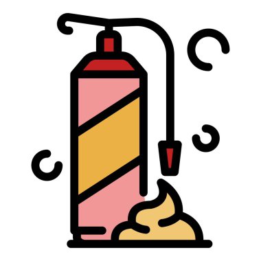 Poliüretan köpük şişe simgesi renk ana hatları vektörü