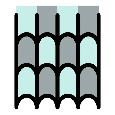 Seramik çatı kiremit simgesi renk dış hat vektörü