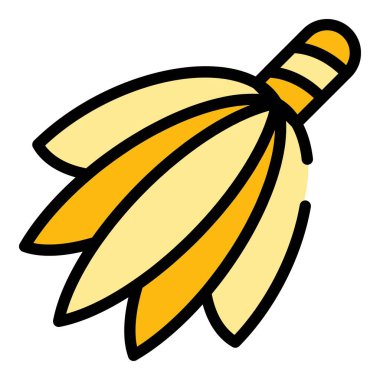 Sauna süpürge simgesi renk ana hatları vektörü