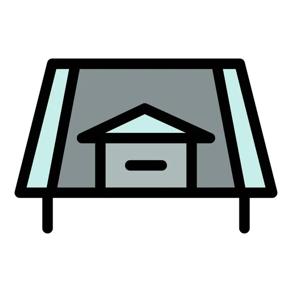 Maison toit vue latérale icône couleur contour vecteur — Image vectorielle