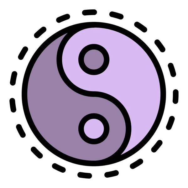 Yin Yang Zeichen Symbol Farbe Umrissvektor — Stockvektor