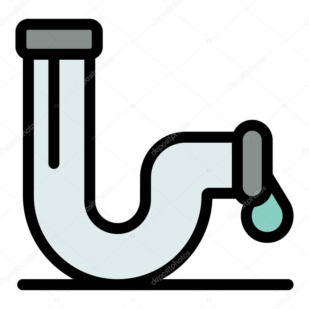 Broken water pipe icon. Outline broken water pipe vector icon color flat isolated