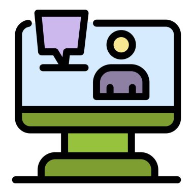 Çevrimiçi haber sorumluluk simgesi renk ana hatları vektörü