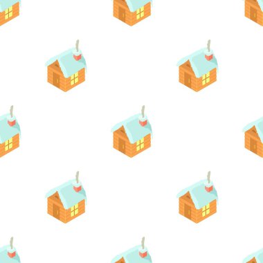 Karlı ev desenli dikişsiz vektör