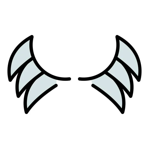 Peri kanatları simgesi renk ana hatları vektörü — Stok Vektör