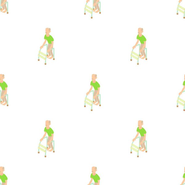 Old man with walking frame pattern seamless vector