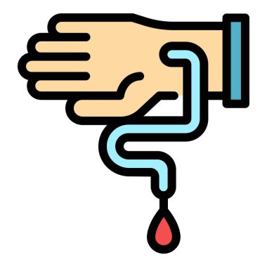 Yardımcı kan nakli ikonu renk ana hatları vektörü