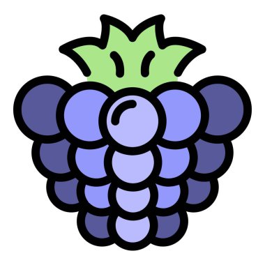 Doğal böğürtlen simgesi renk ana hatları vektörü