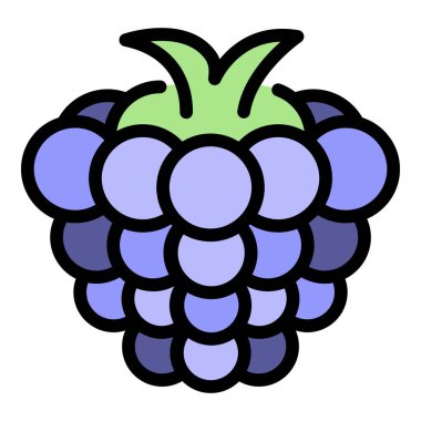 Orman böğürtlen simgesi renk ana hatları vektörü