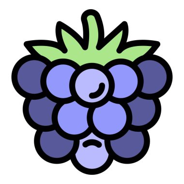 Olgun böğürtlen simgesi renk ana hatları vektörü