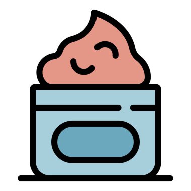 Biyoloji güneş kremi kavanoz simgesi renk ana hatları vektörü