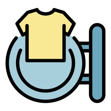 Çamaşır makinesi simgesi renk ana hatları vektöründen temiz gömlek