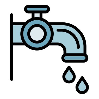 Su musluğu simgesi renk ana hatları vektörü