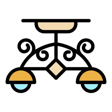 Oda tavanı lambası simgesi renk ana hatları vektörü