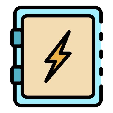 Elektrik ev kutusu simgesi renk ana hatları vektörü