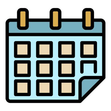 Sigorta takvimi simgesi renk ana hatları vektörü