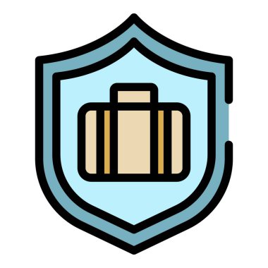 Seyahat çantası koruma simgesi renk ana hatı vektörü