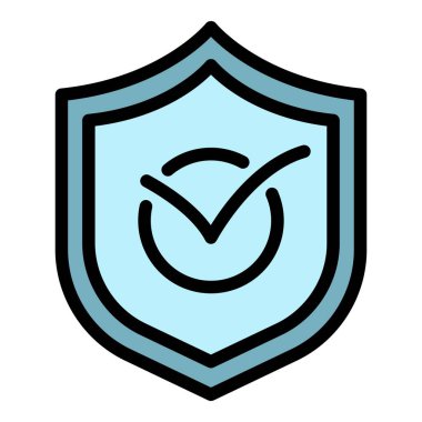 Onaylanmış sigorta koruma simgesi renk ana hatları vektörü