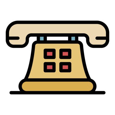 Retro telefon simgesi renk ana hatları vektörü