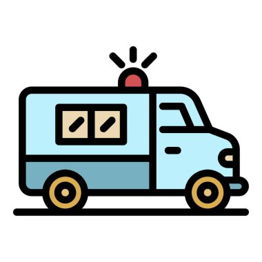 Ambulans araba simgesi renk ana hatları vektörü