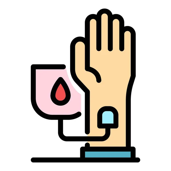 Transfusão de sangue de plasma ícone cor contorno vetor — Vetor de Stock