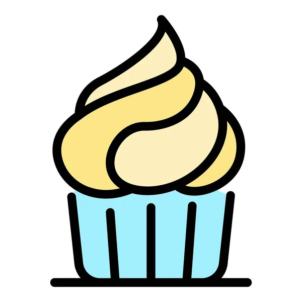 Cupcake ícone cor contorno vetor — Vetor de Stock