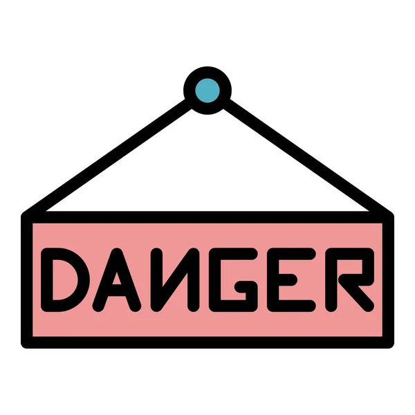 Danger panneau signe icône couleur contour vecteur — Image vectorielle