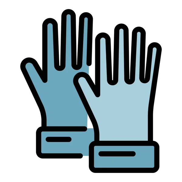 Temizleme eldiveni simgesi renk ana hatları vektörü — Stok Vektör